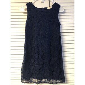 Kate spade size 14 navy blue heart lace overlay sleeveless dress